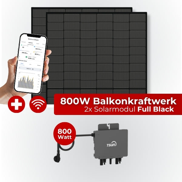 Balkonkraftwerk Komplettset 800W Black Frame