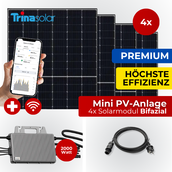 PREMIUM 1,6KW Mini PV-Anlage Bifazial Komplettset