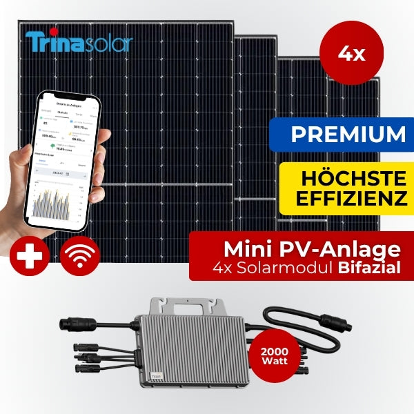PREMIUM 1,6KW Mini PV-Anlage Bifazial Komplettset