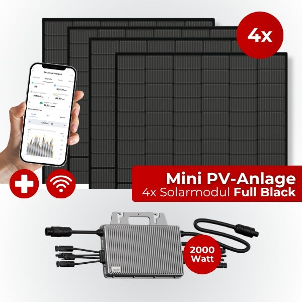 1,6KW Mini PV-Anlage Komplettset Black Frame