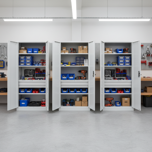 3er Set Stahlschrank XL Lichtgrau 1950 x 900 x 450 cm