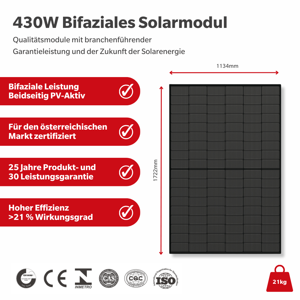 PV-Anlage Komplettpaket 10KW Bifazial