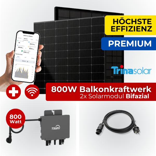 PREMIUM Balkonkraftwerk Komplettset 800W Bifazial