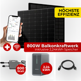 Balkonkraftwerk Komplettset 800W Bifazial mit Speicher