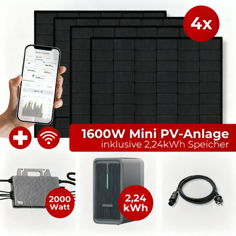 1,6KW Mini PV-Anlage Komplettset Full Black